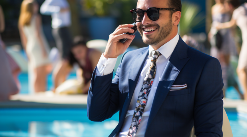 doctor interviewing by the pool